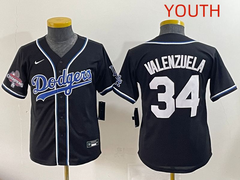Youth 2025 Los Angeles Dodgers 34 Valenzuela Black Three generations Fashion Nike MLB Jersey style 7